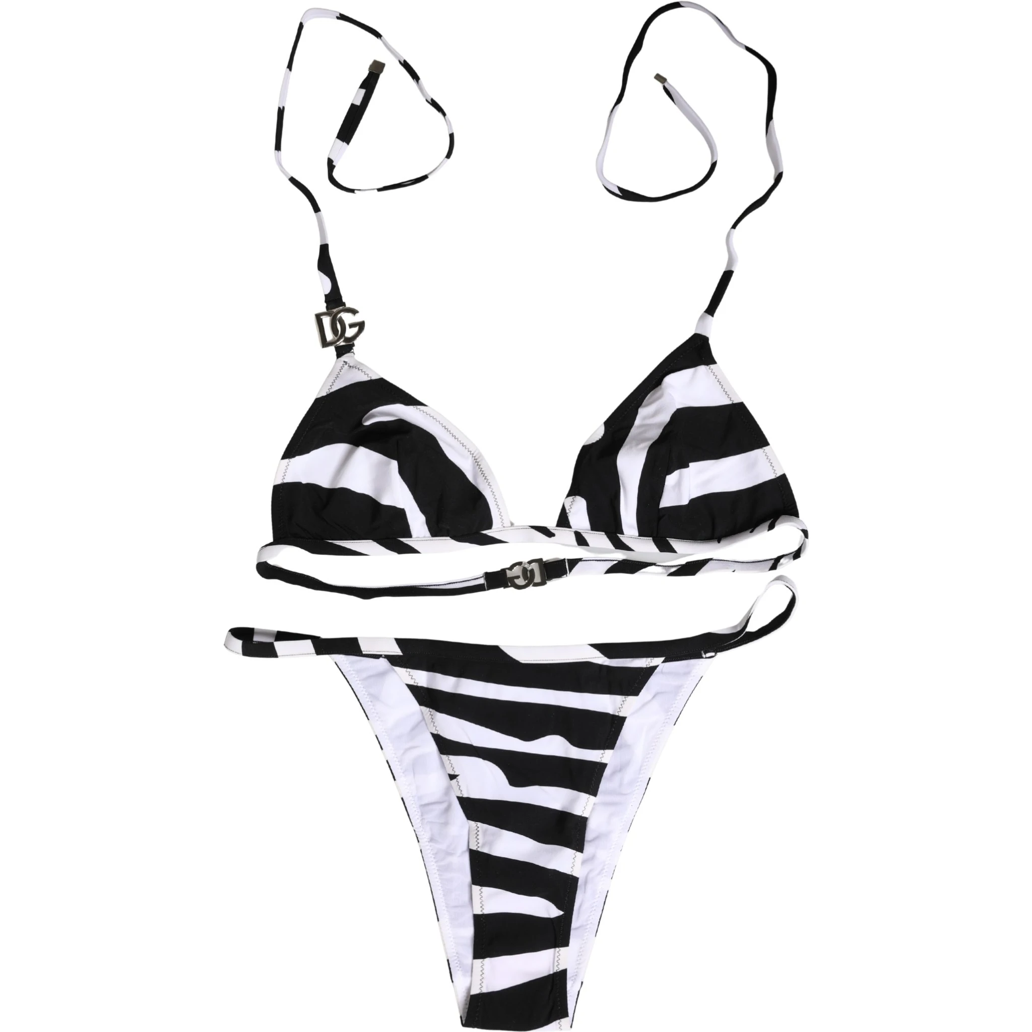 Black White Zebra Bikini Top Bottom Swimwear
