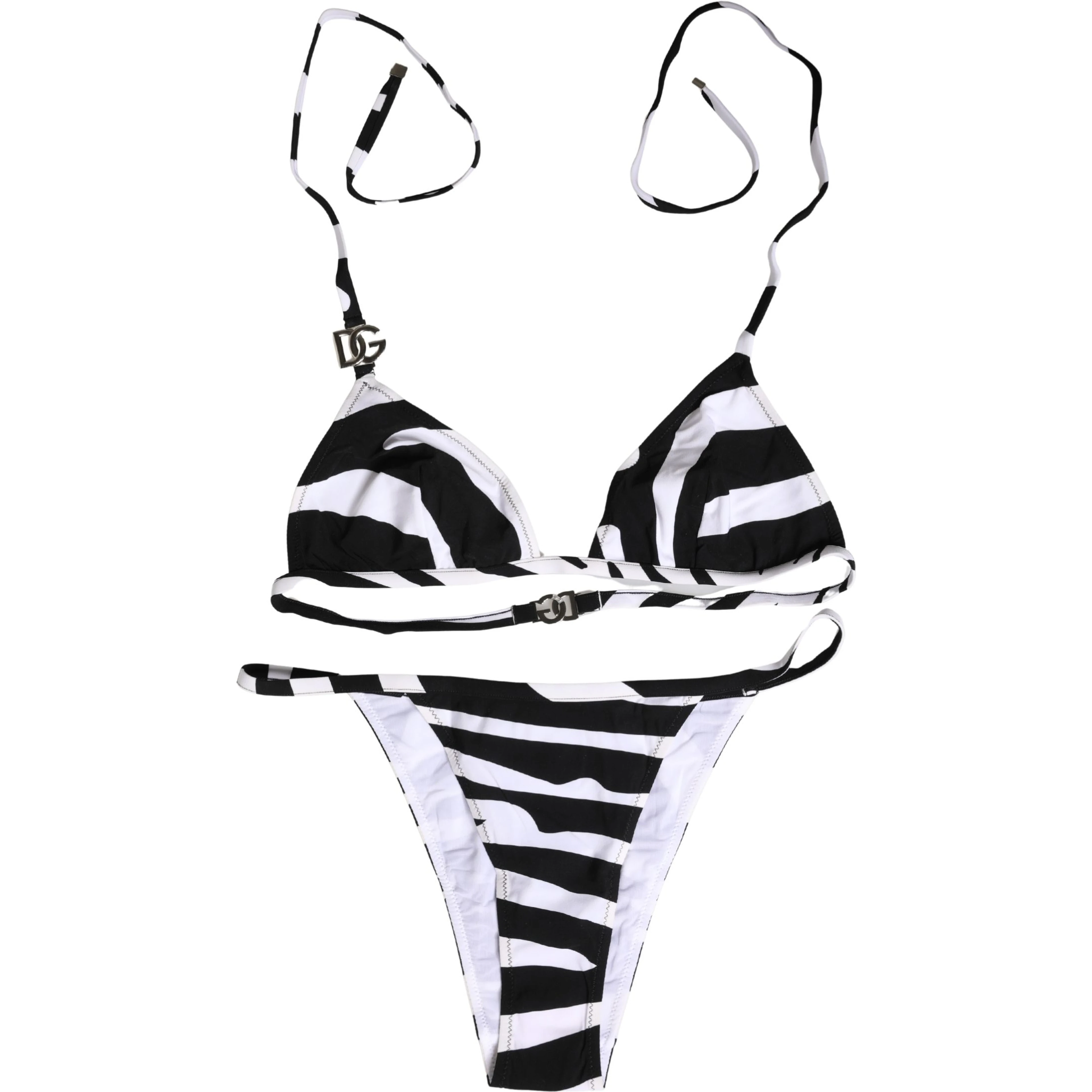Black White Zebra Bikini Top Bottom Swimwear