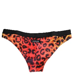 Black Top Orange Leopard Print Bottom 2 Piece Swimwear