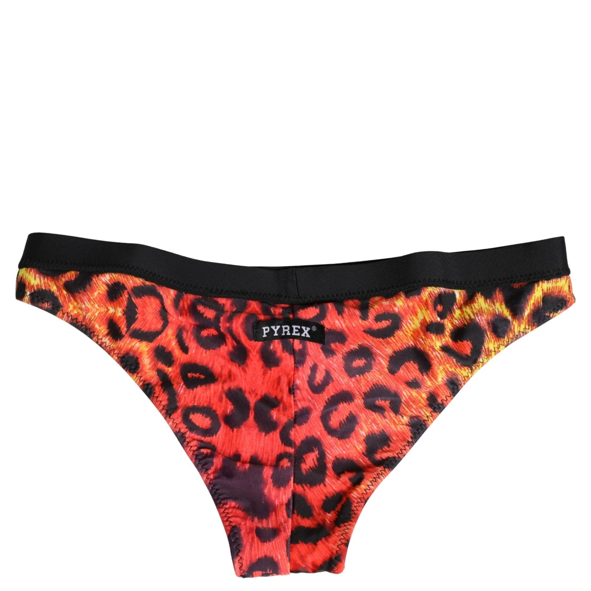 Black Top Orange Leopard Print Bottom 2 Piece Swimwear