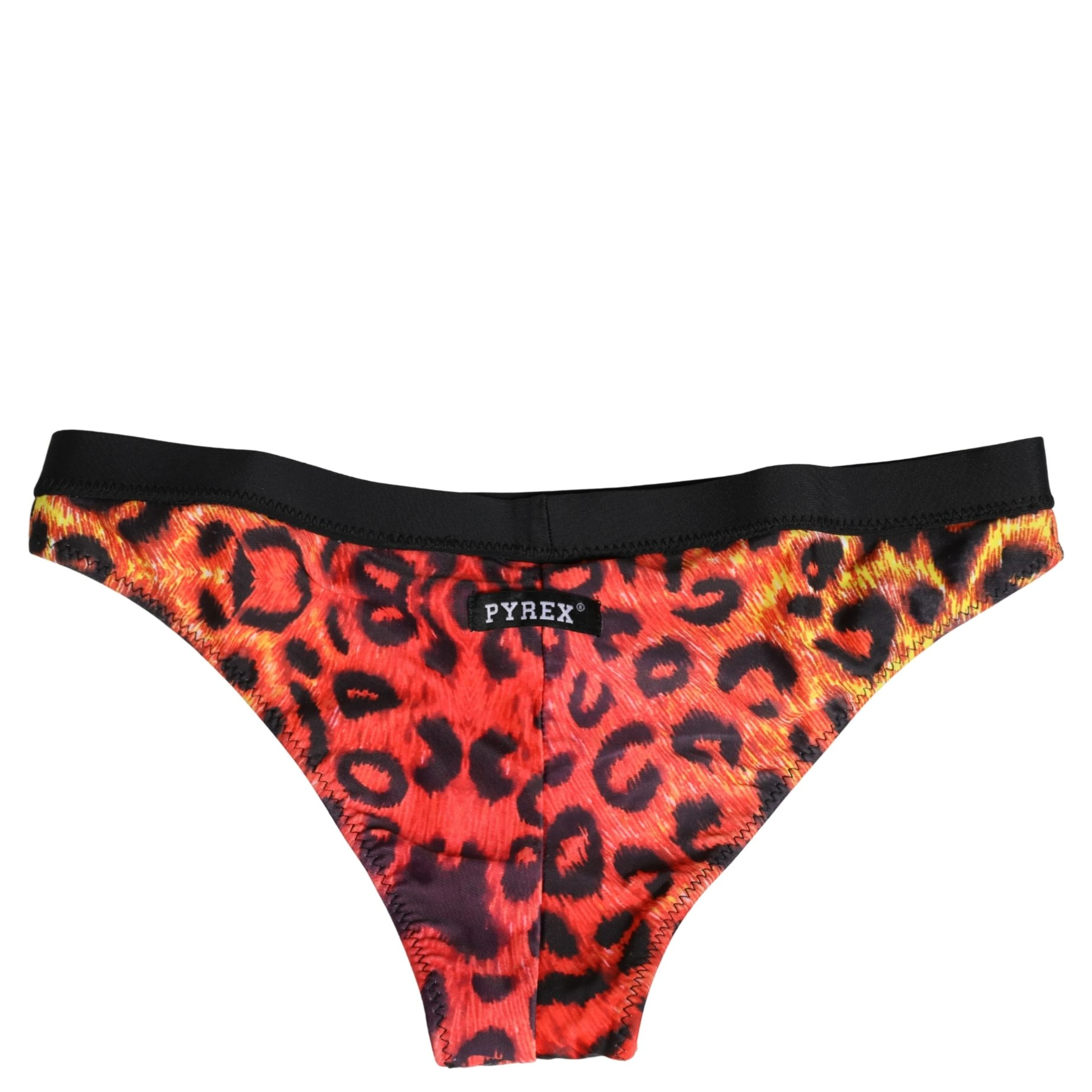 Black Top Orange Leopard Print Bottom 2 Piece Swimwear