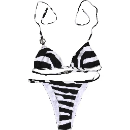 Black White Zebra Bikini Top Bottom Swimwear