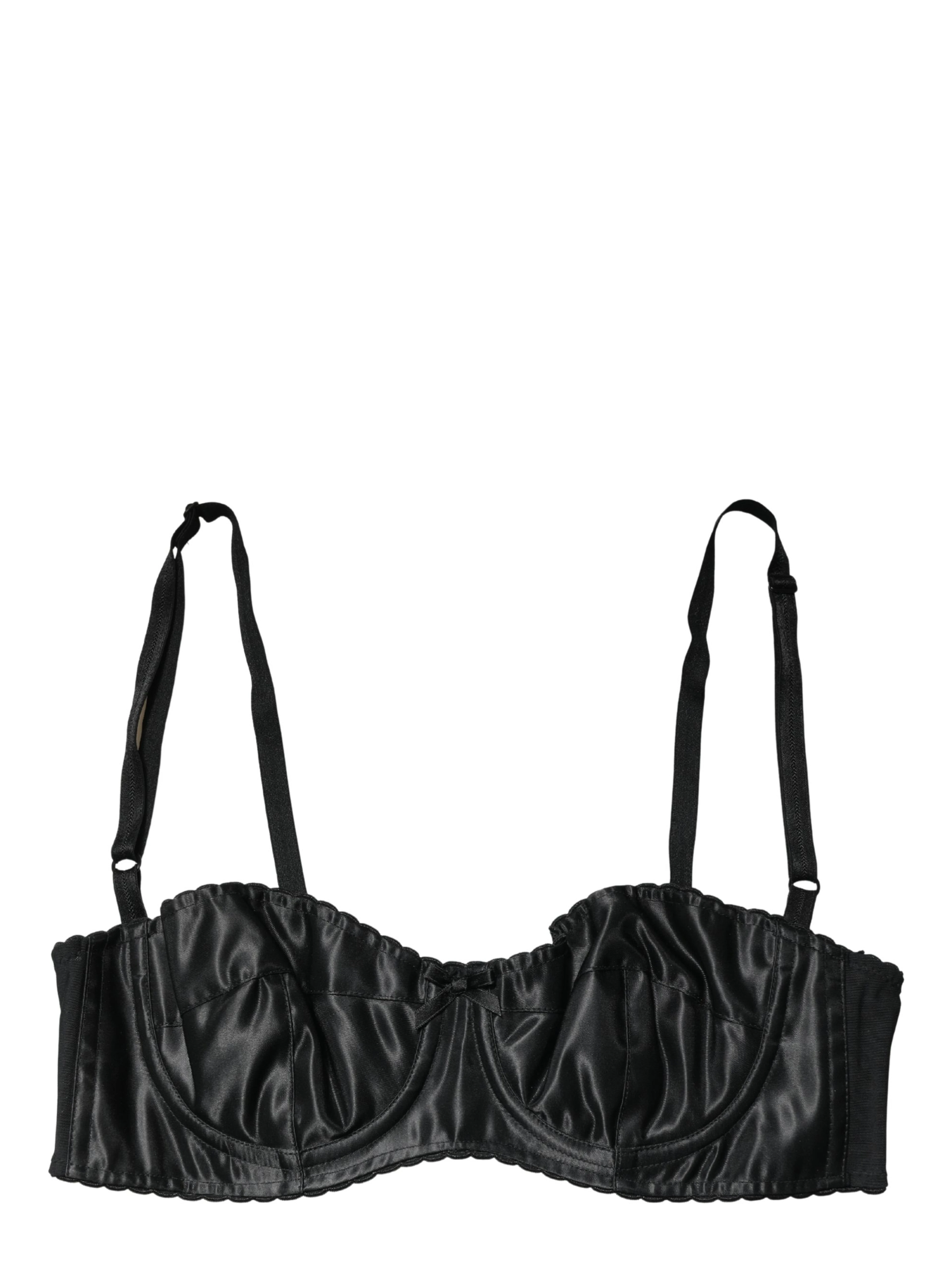 Black Semi-Pad Underwire Balconette Bra Underwear