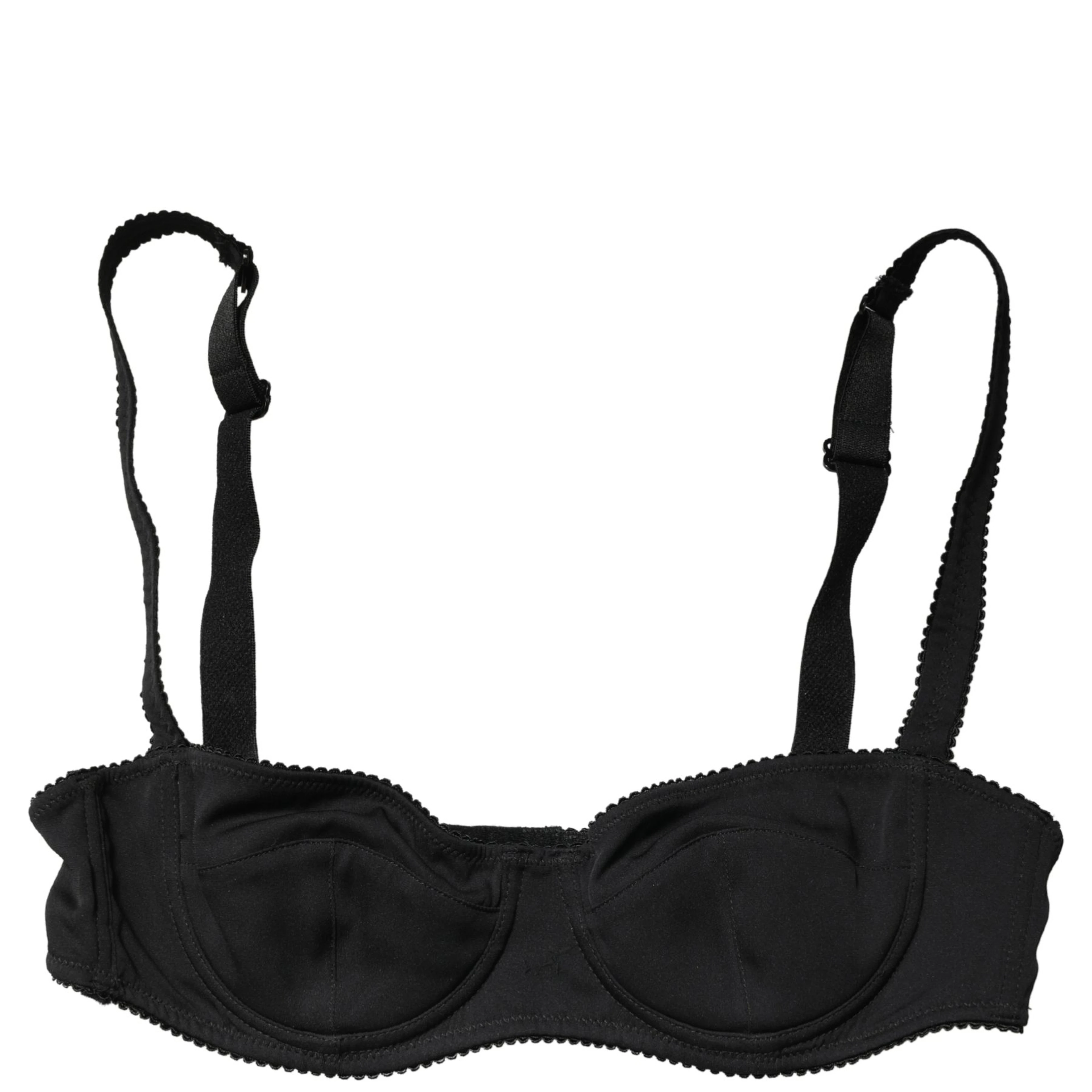 Black Semi-Pad Underwire Balconette Bra Underwear