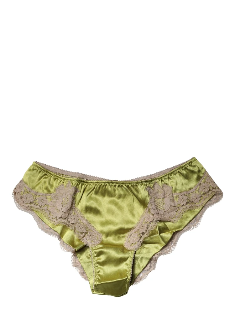 Underwear Green Silk Satin Floral Lace Panty Brief alternative
