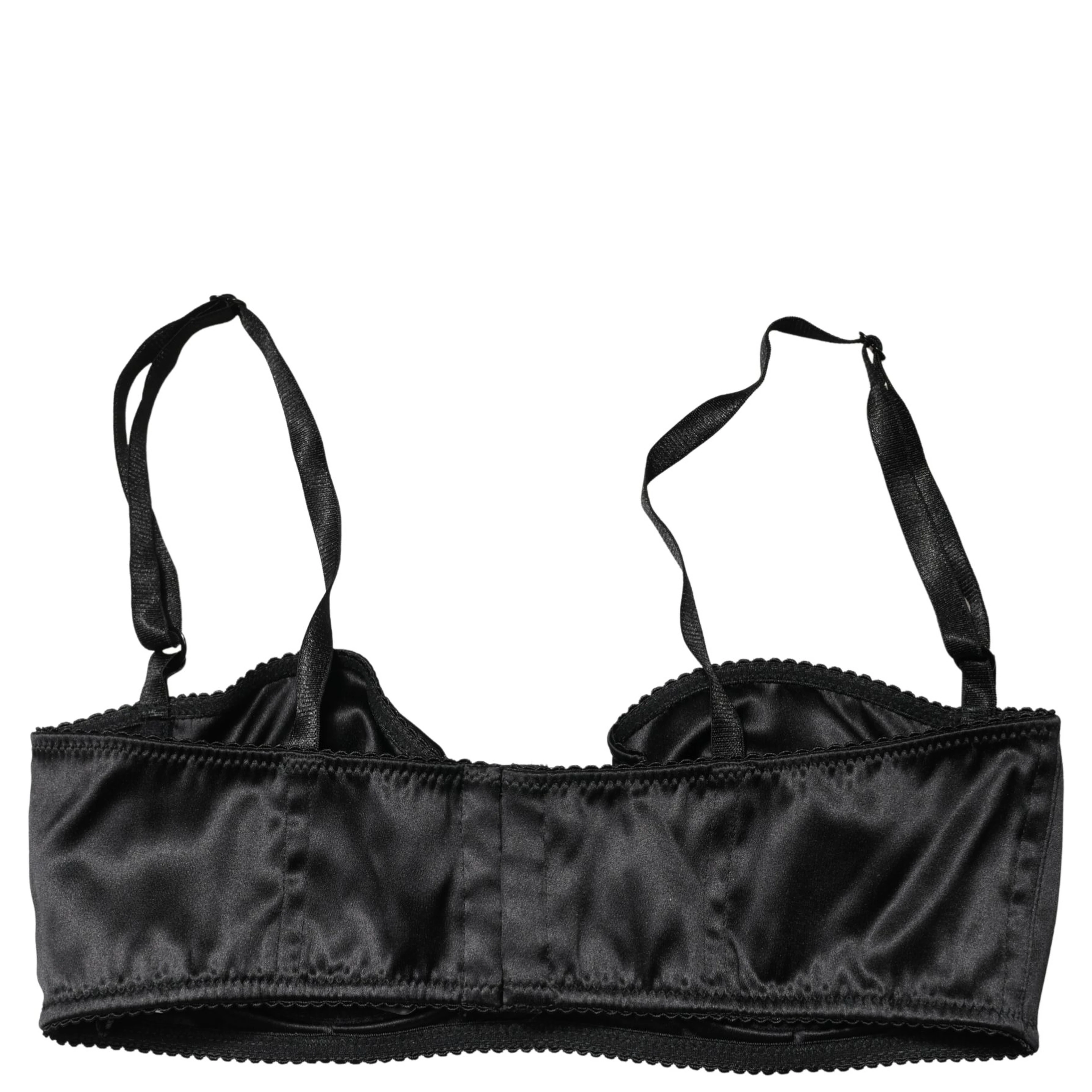 Black Semi-Pad Underwire Balconette Bra Underwear