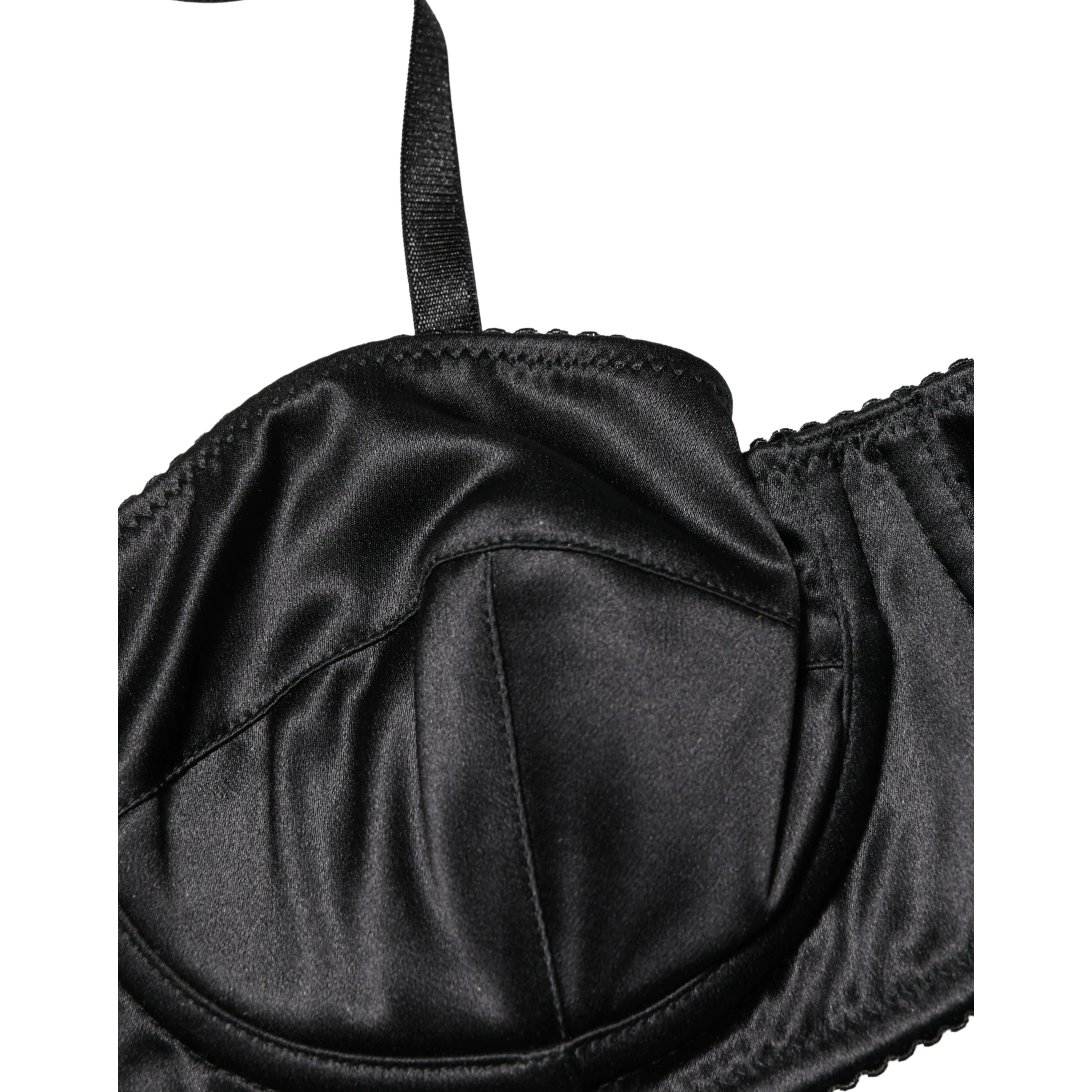 Black Semi-Pad Underwire Balconette Bra Underwear