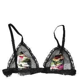Black Floral Soft Cup Triangle Bra Underwear