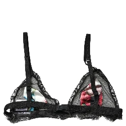 Black Floral Soft Cup Triangle Bra Underwear