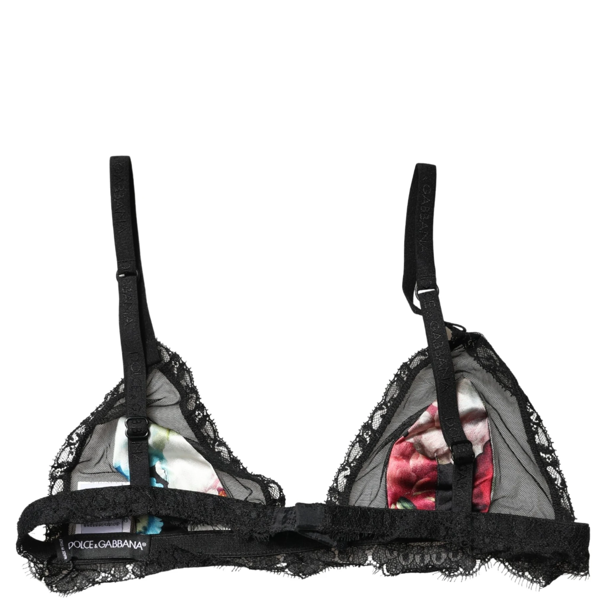Black Floral Soft Cup Triangle Bra Underwear