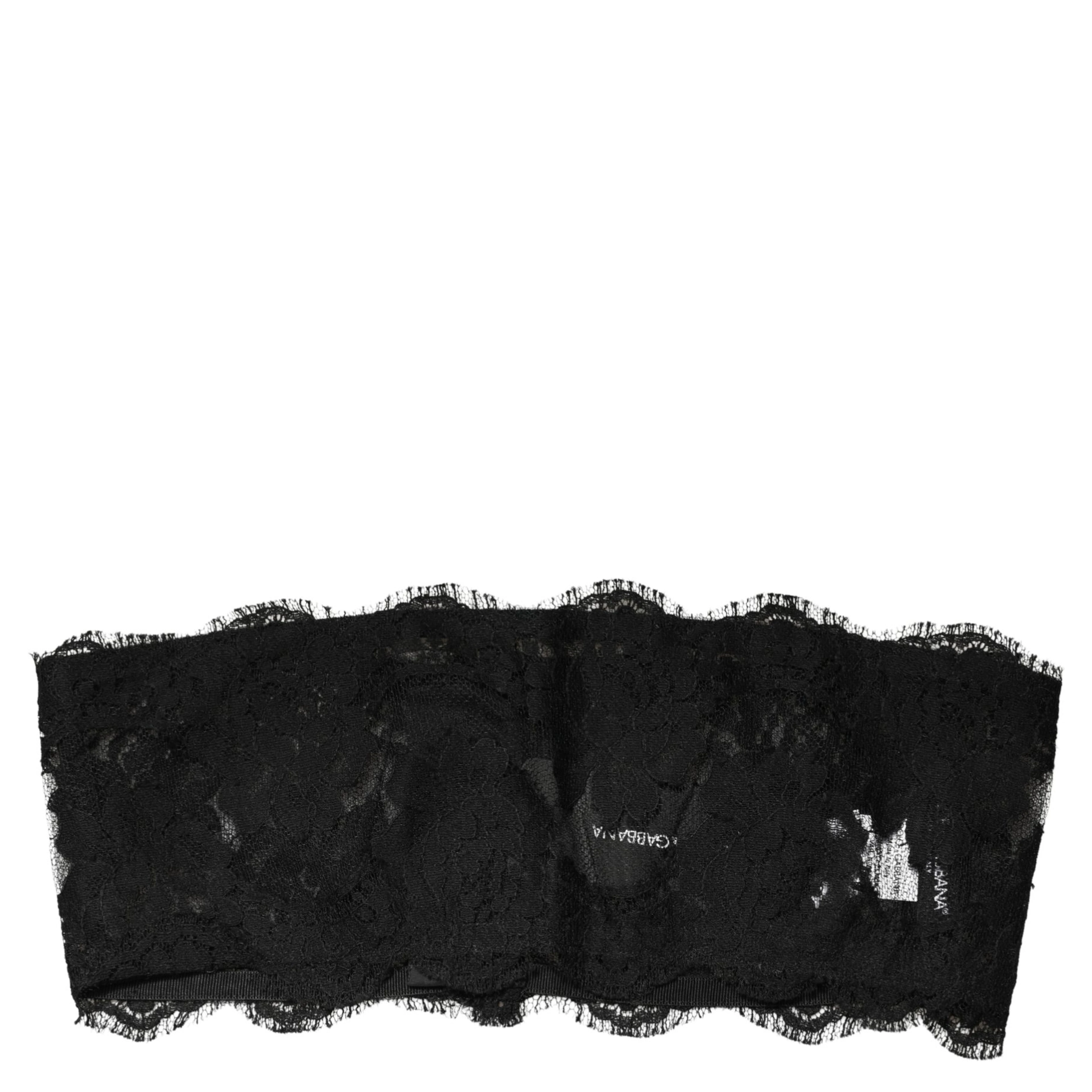 Black Lace Bandeau Bra Tube Top Underwear