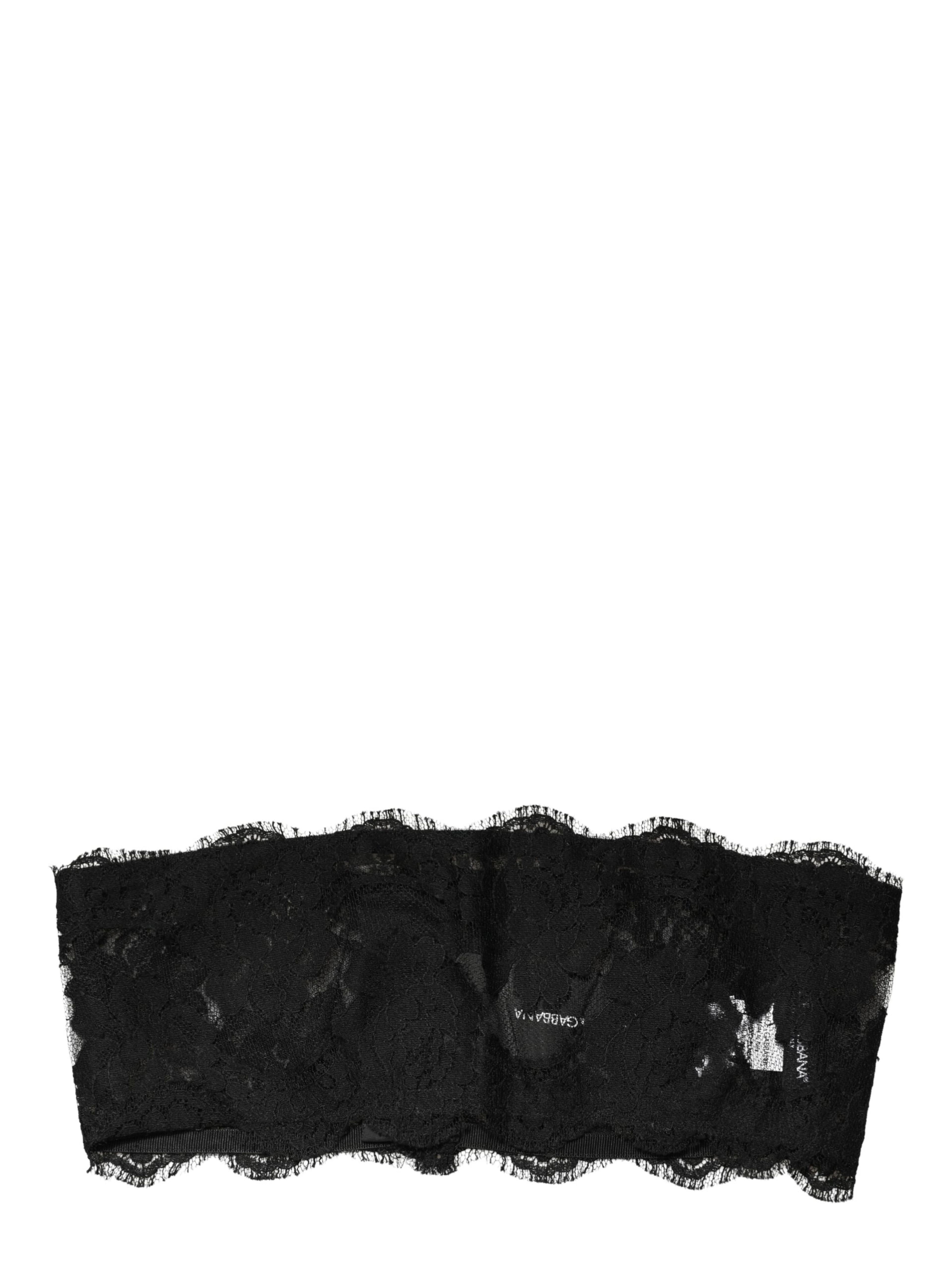 Black Lace Bandeau Bra Tube Top Underwear