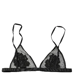 Black Floral Soft Cup Triangle Bra Underwear