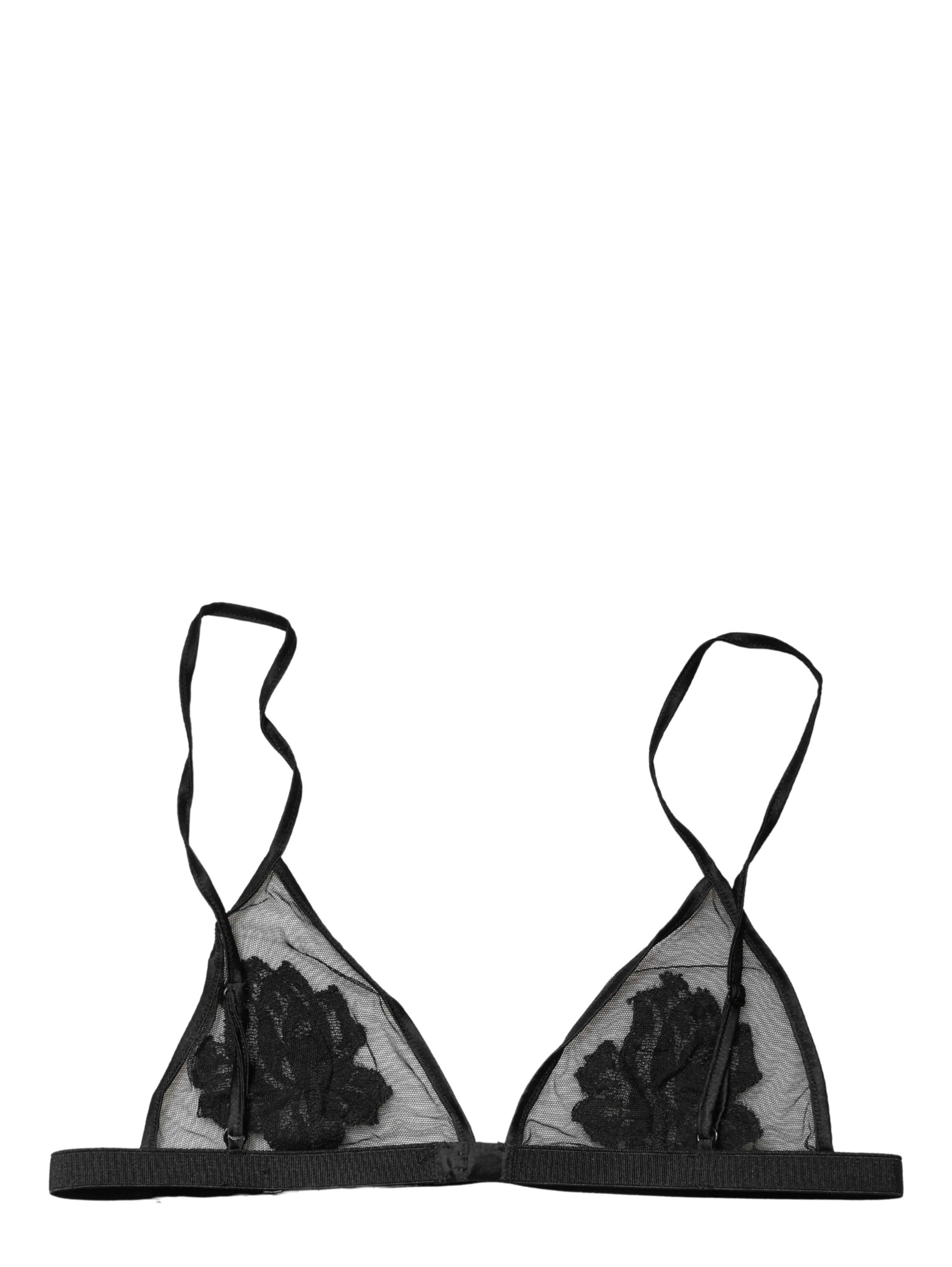 Black Floral Soft Cup Triangle Bra Underwear