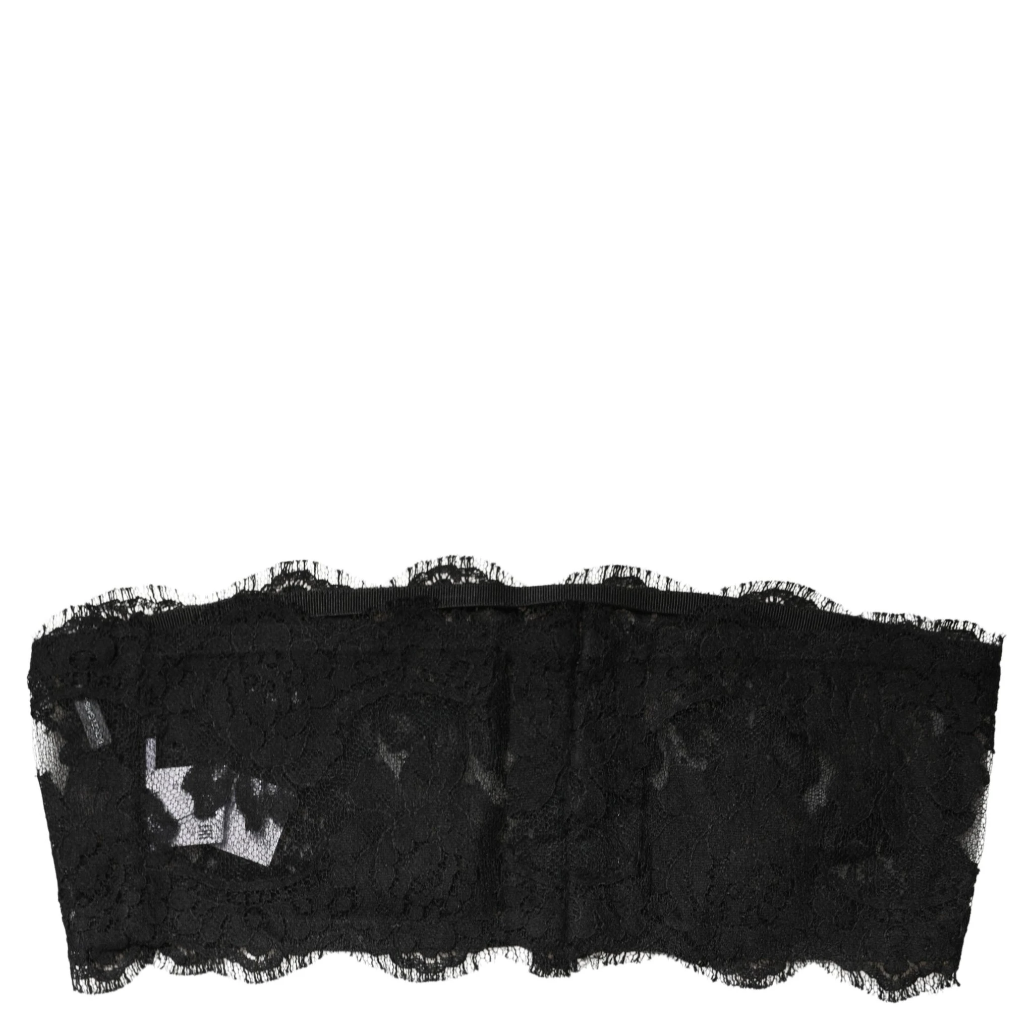 Black Lace Bandeau Bra Tube Top Underwear