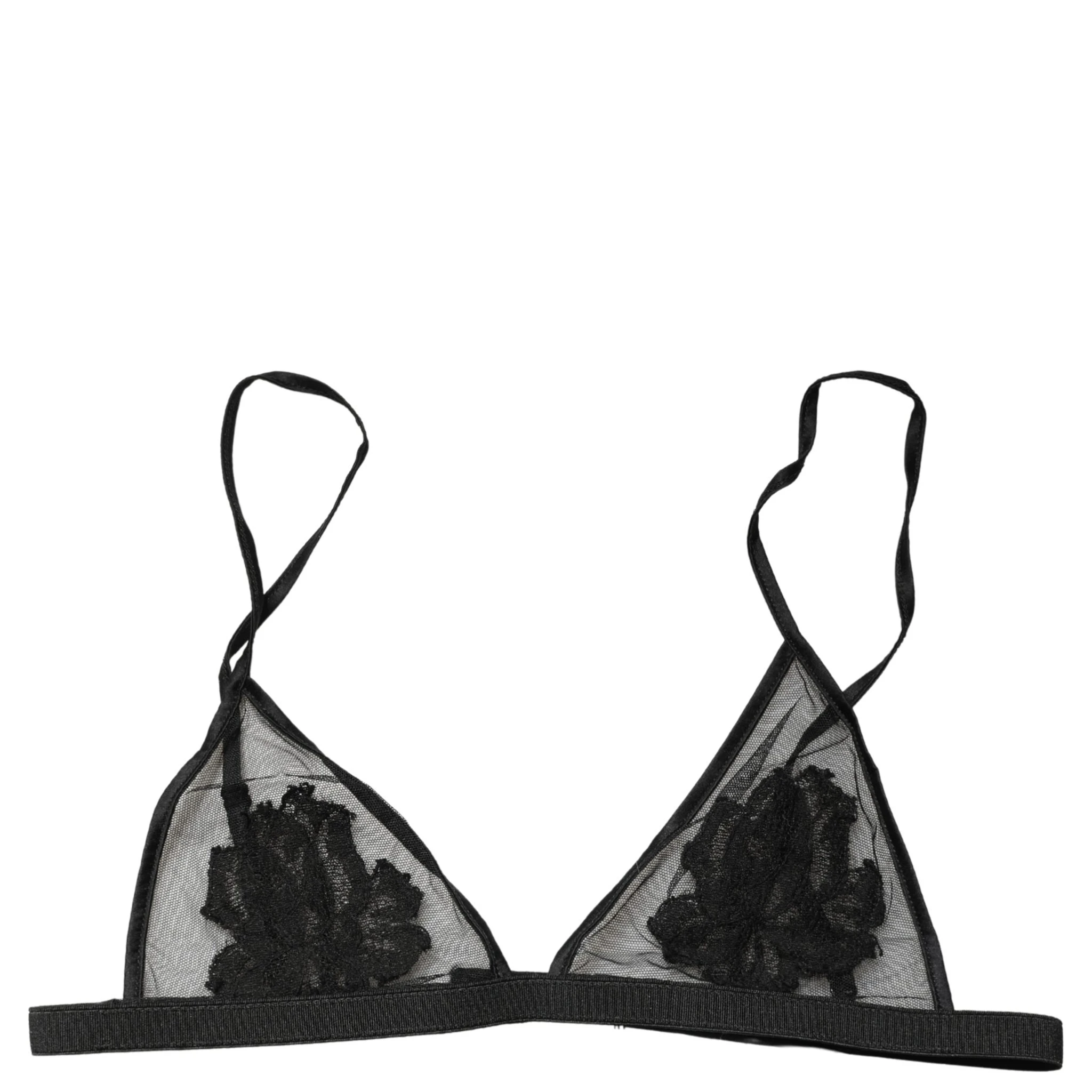 Black Floral Soft Cup Triangle Bra Underwear