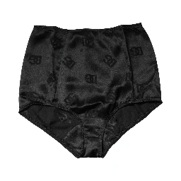 Black Silk Blend High Waist Girdle Panty Underwear