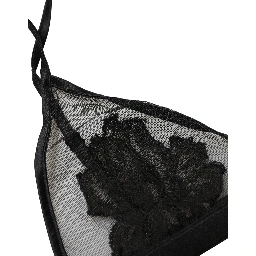 Black Floral Soft Cup Triangle Bra Underwear