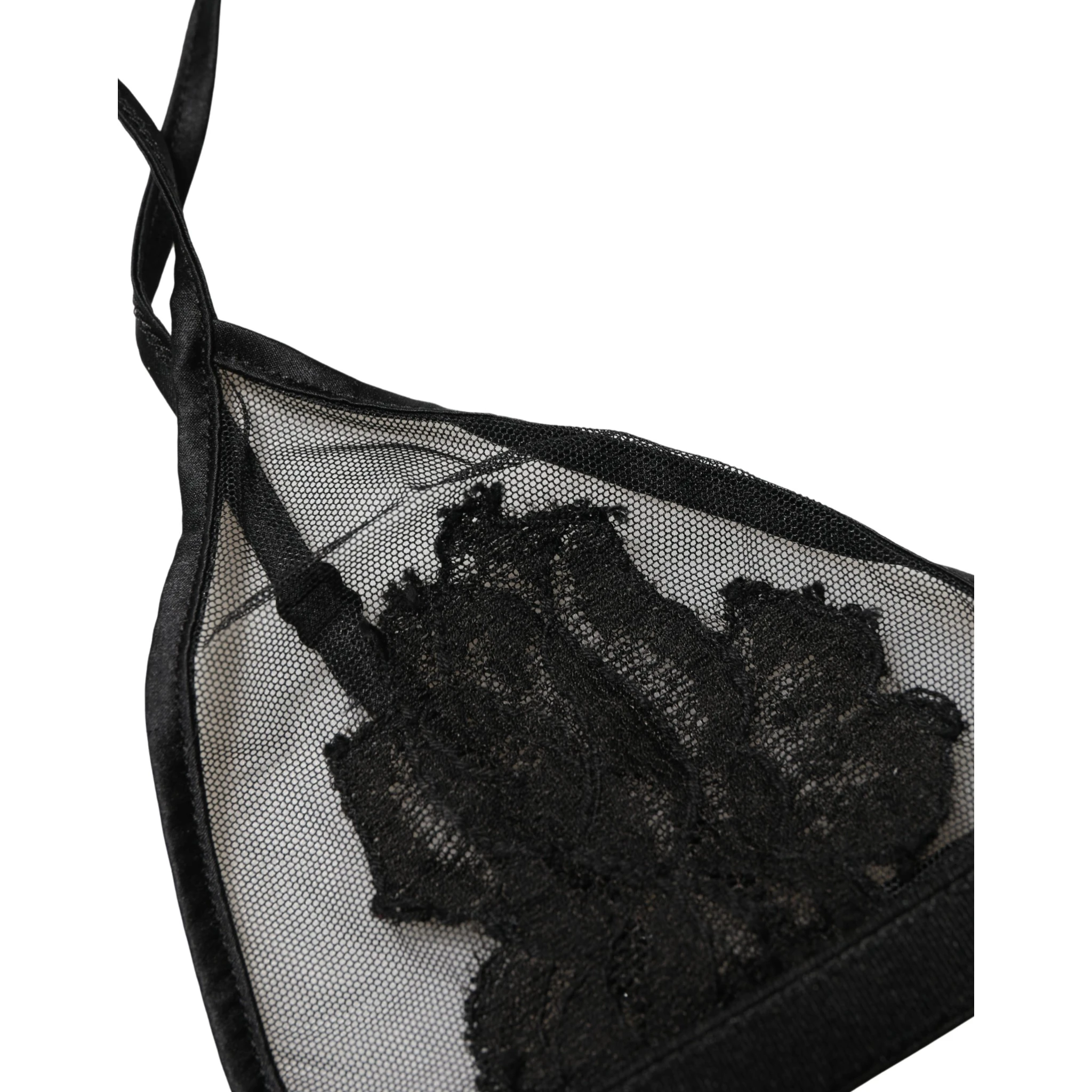 Black Floral Soft Cup Triangle Bra Underwear