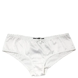 White Silk Stretch Mid Waist Brief Panty Underwear