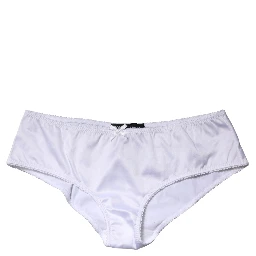White Silk Stretch Mid Waist Brief Panty Underwear