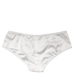 White Silk Stretch Mid Waist Brief Panty Underwear