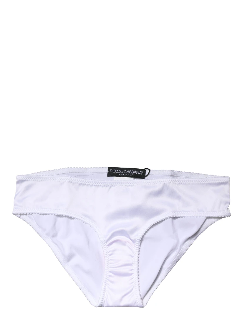 White Silk Stretch Mid Waist Brief Panty Underwear