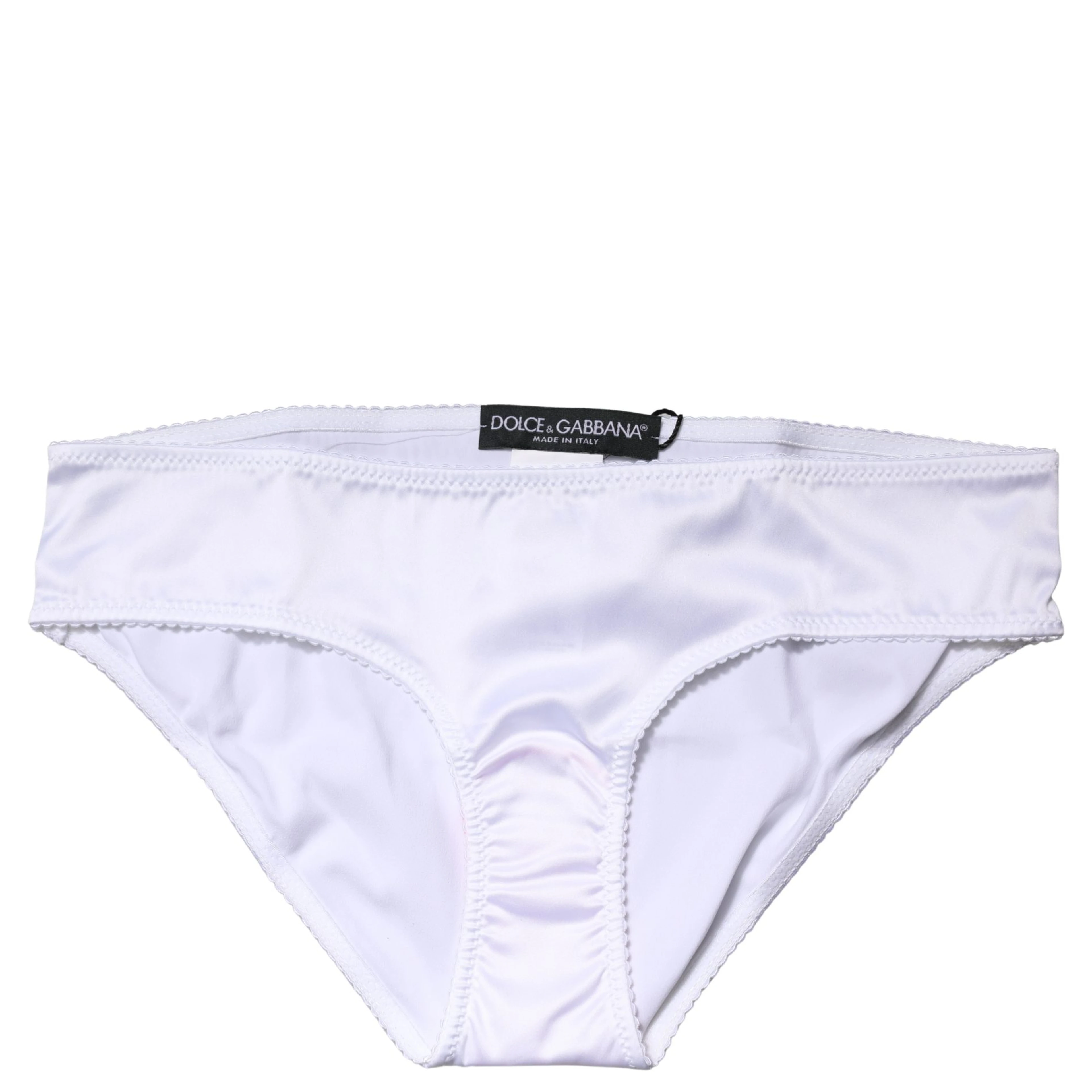 White Silk Stretch Mid Waist Brief Panty Underwear