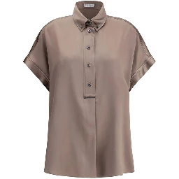 Brown Silk Shortsleeve Shirt