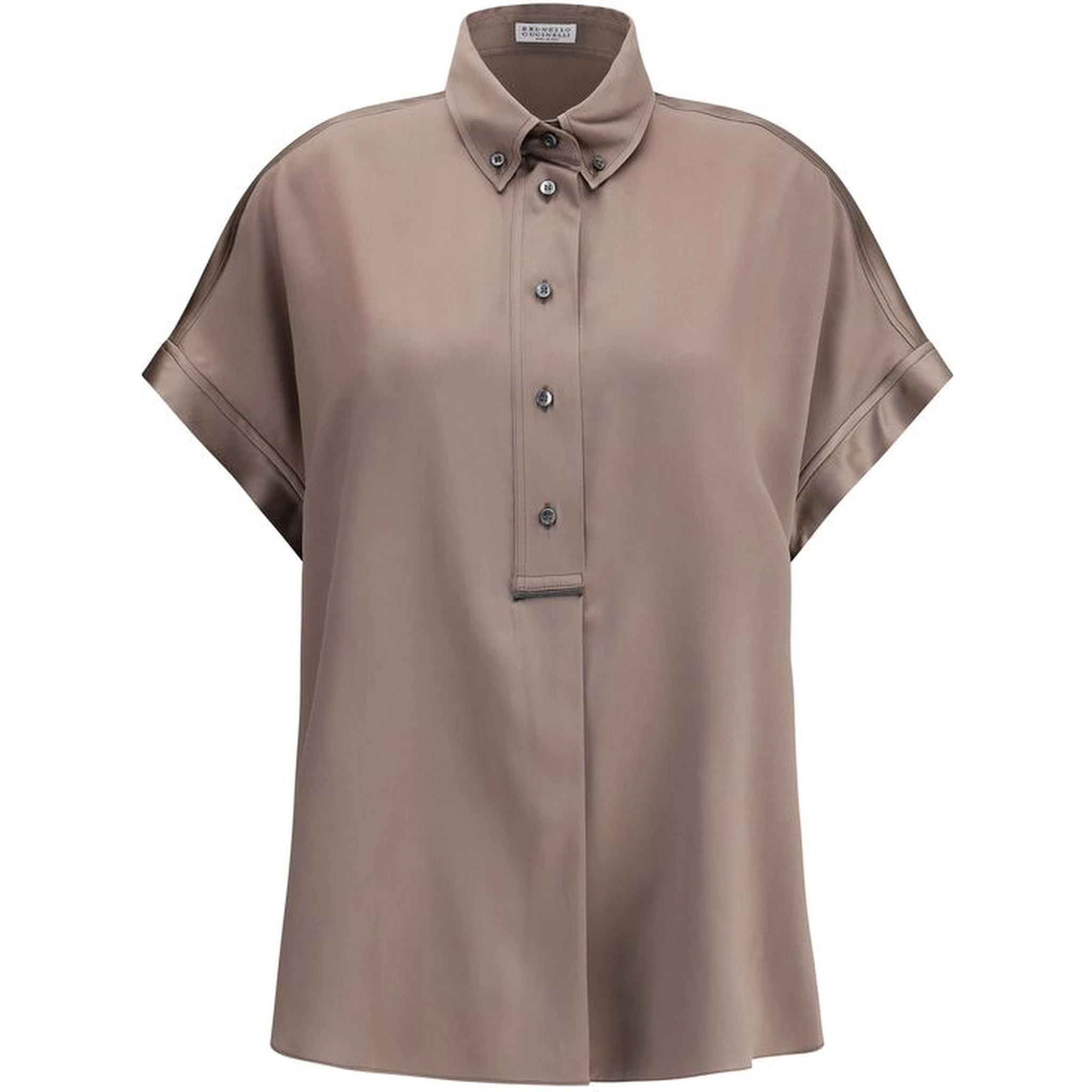 Brown Silk Shortsleeve Shirt