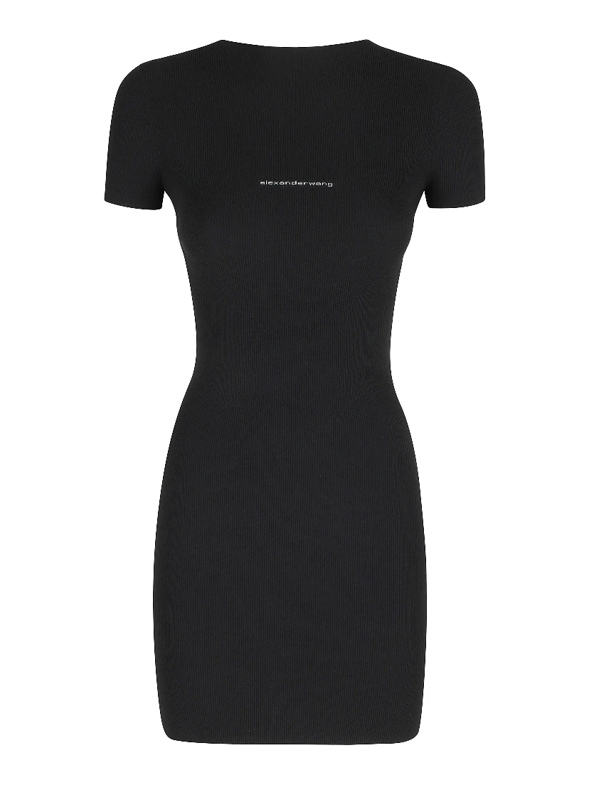 SS CREWNECK MINI DRESS JACQUARD LOGO