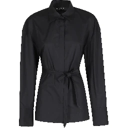 CAMICIA CROPPED  IN POPELINE CON CINTURA