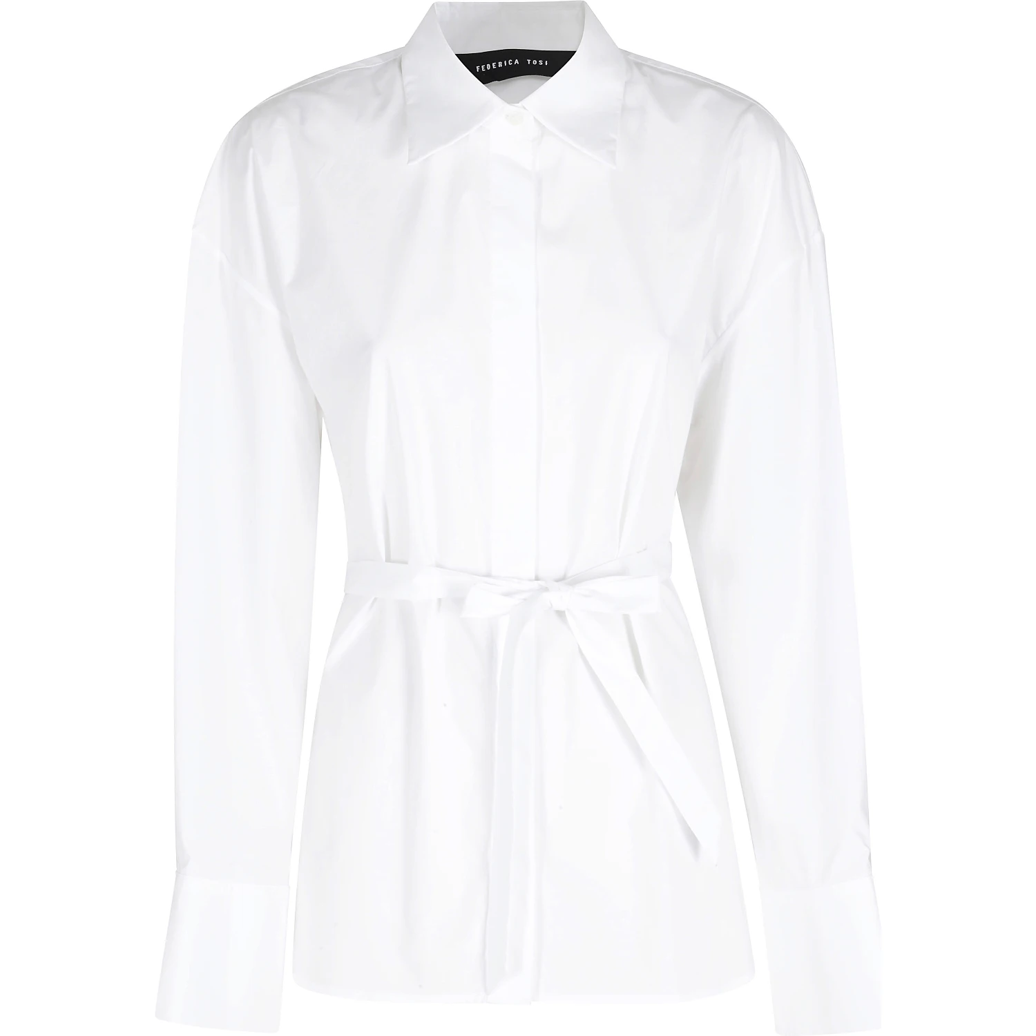 CAMICIA CROPPED  IN POPELINE CON CINTURA