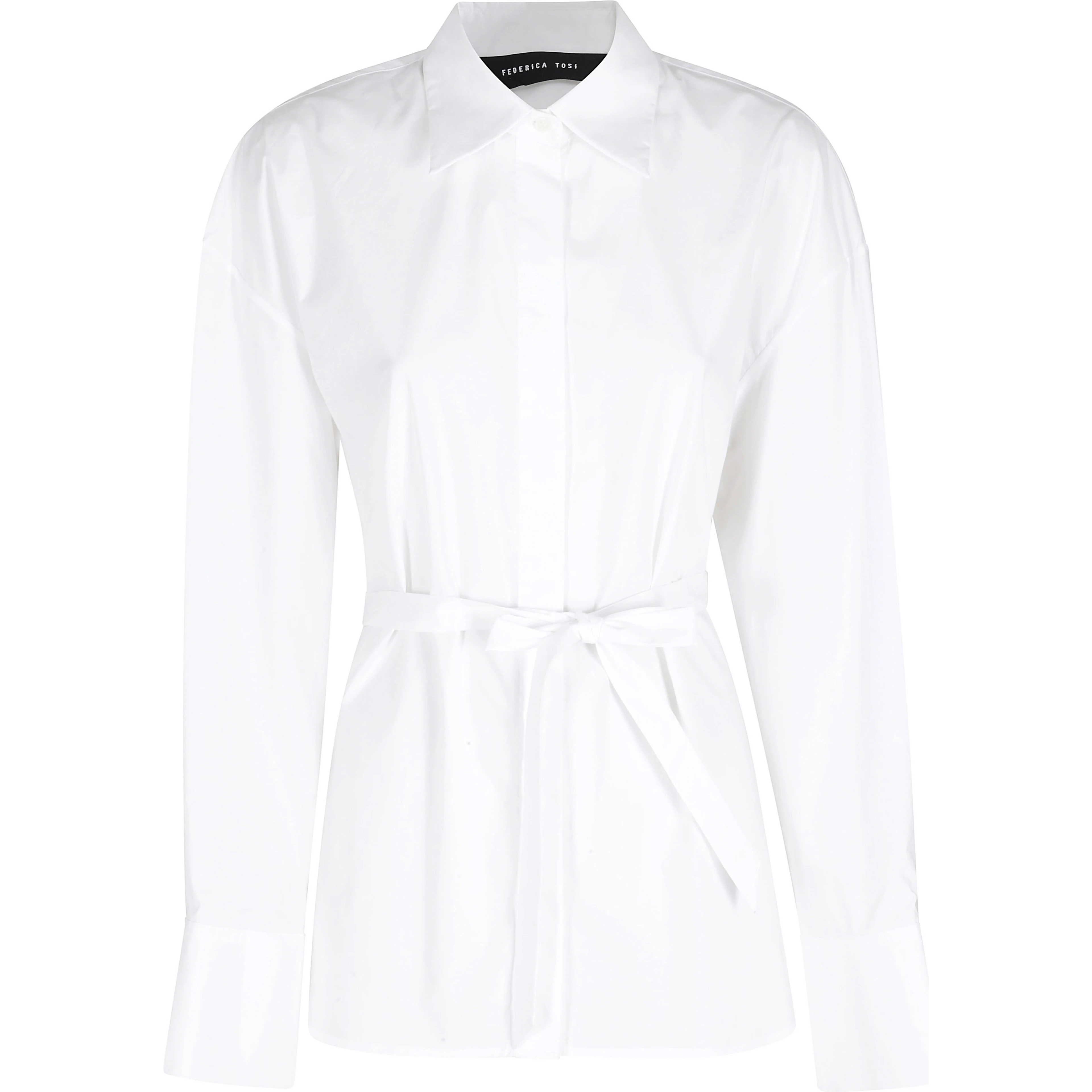 CAMICIA CROPPED  IN POPELINE CON CINTURA