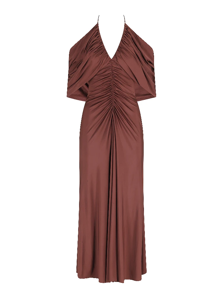 JERSEY DRAPE MIDI DRESS