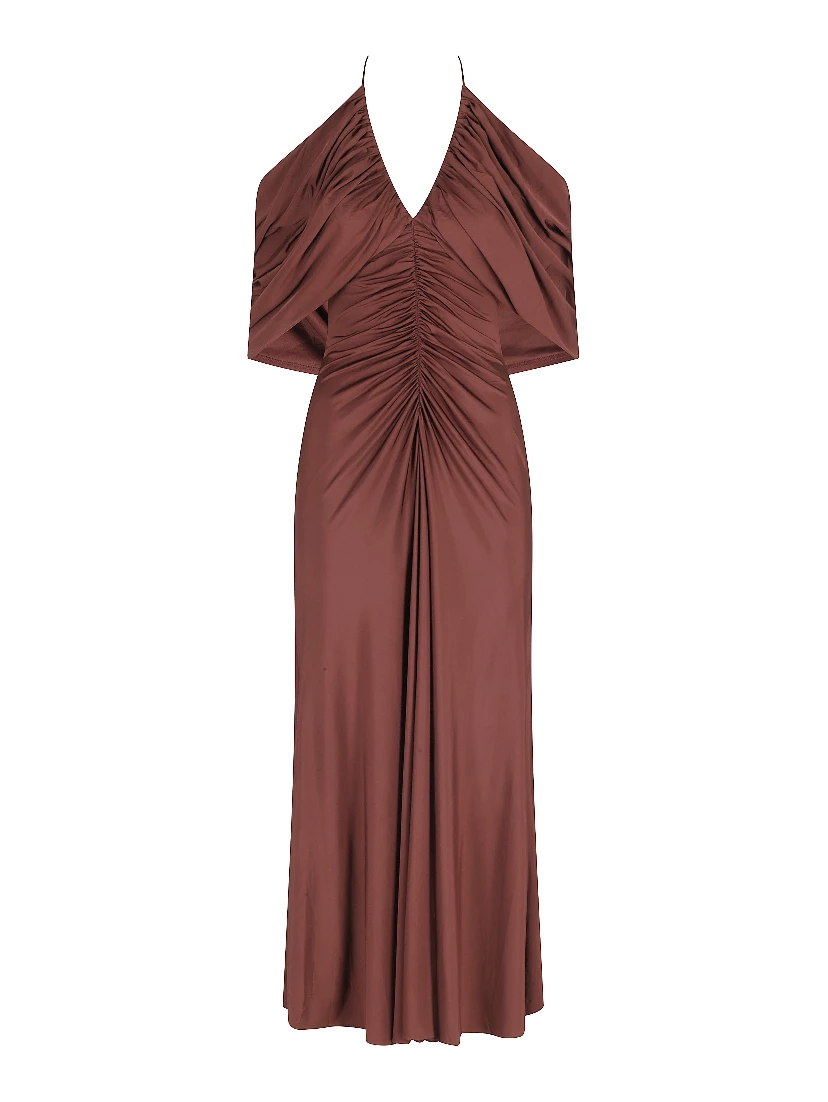 JERSEY DRAPE MIDI DRESS