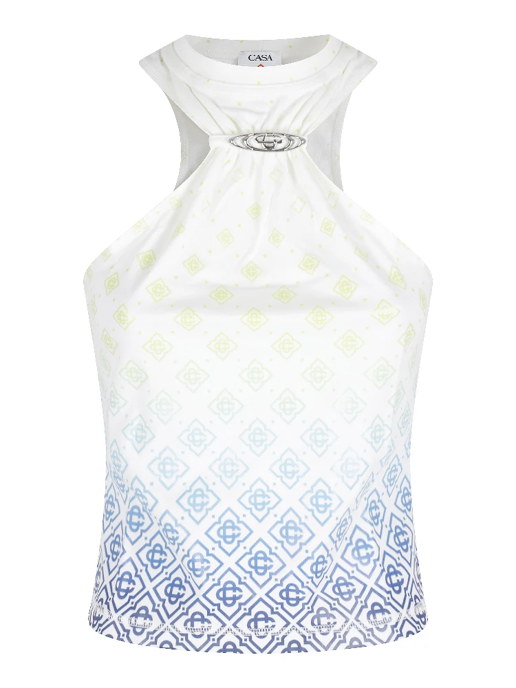 PRINTED DRAPED TANK TOP