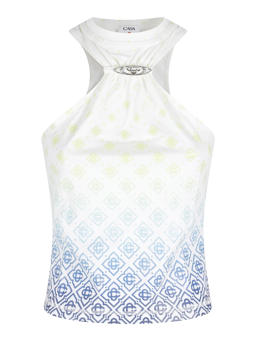 PRINTED DRAPED TANK TOP