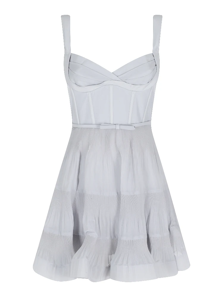 PLEATED DRAPED MINI DRESS