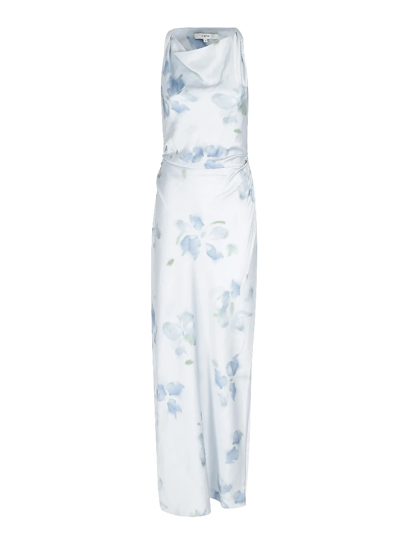 PETAL BLUR TWIST SHOULDER COWL NK DRESS