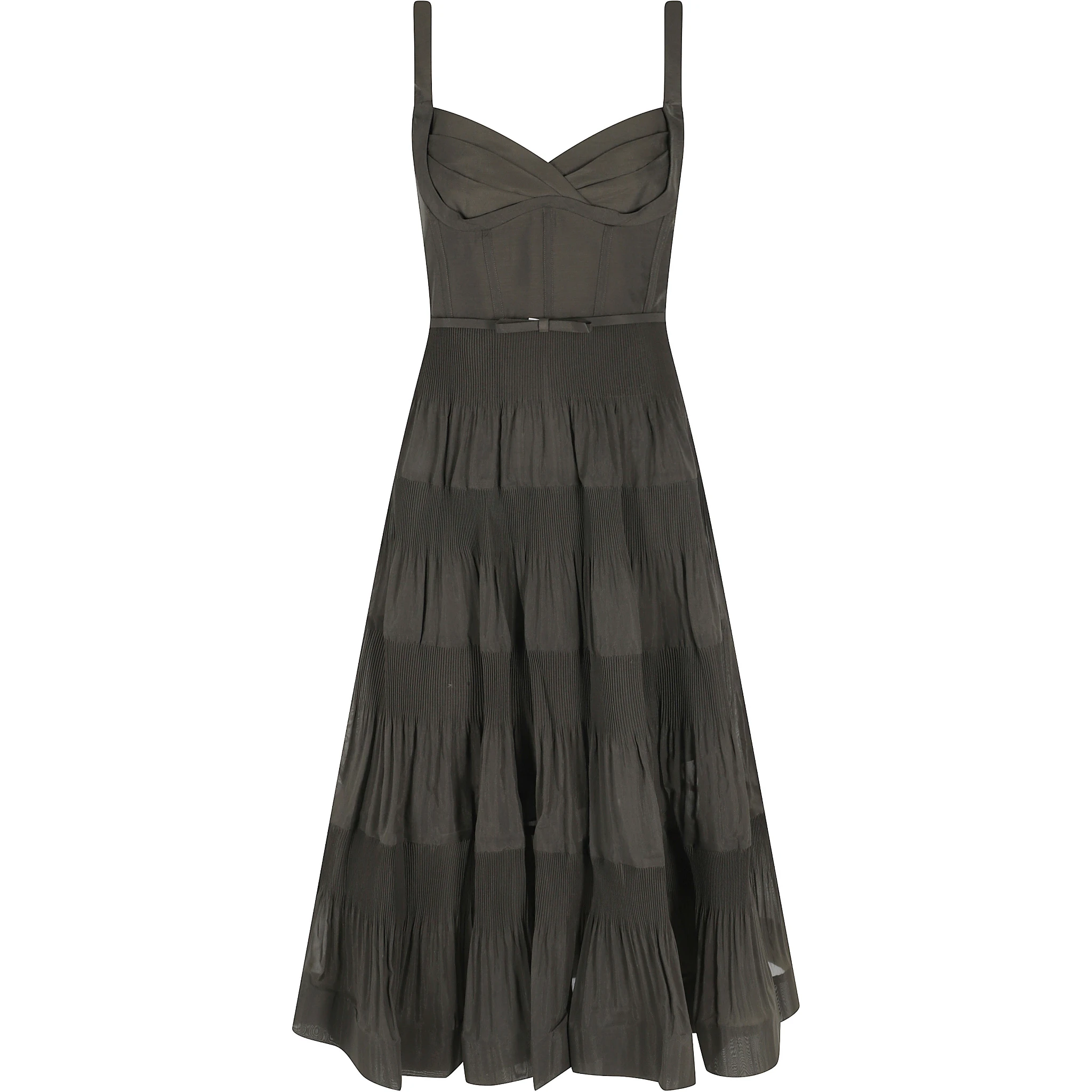 PLEATED DRAPED MIDI DRESS