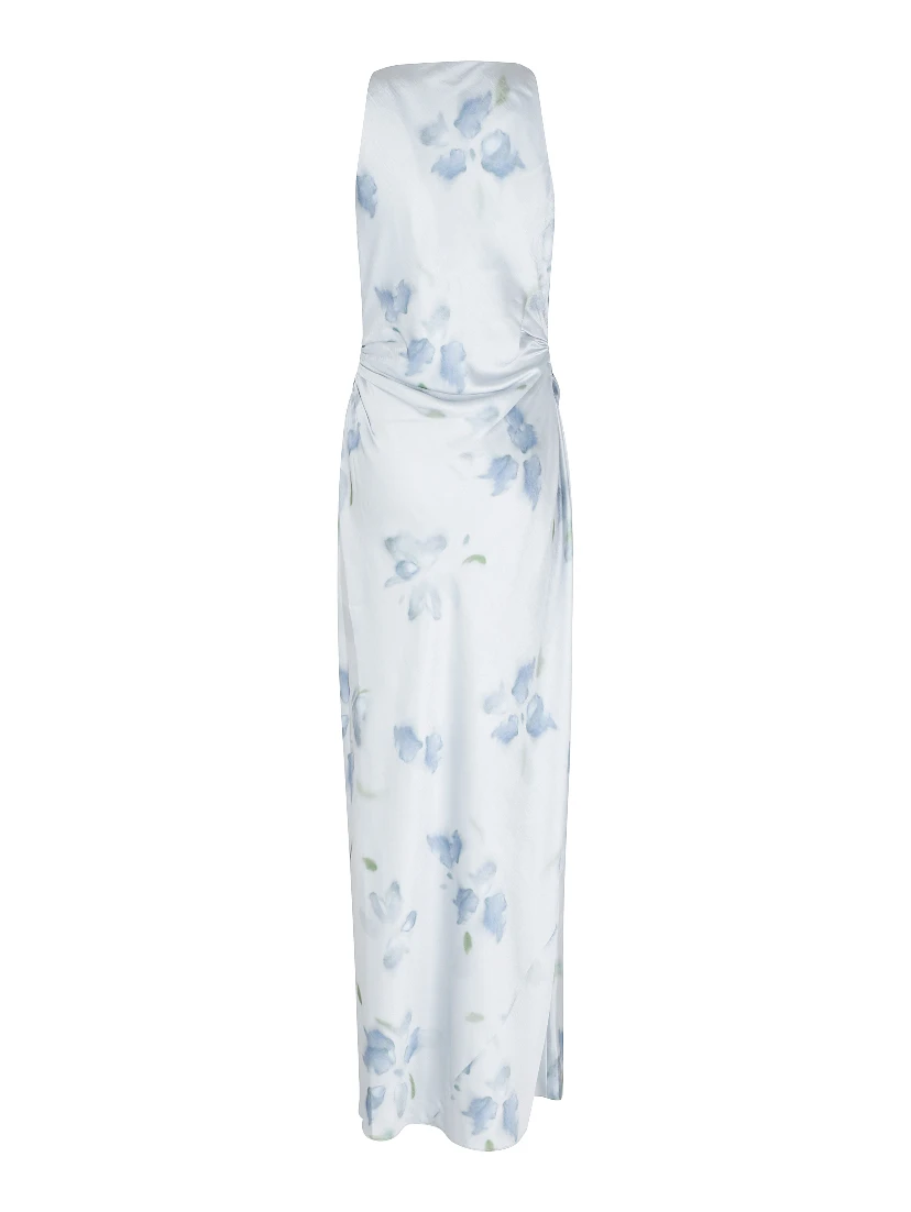 PETAL BLUR TWIST SHOULDER COWL NK DRESS