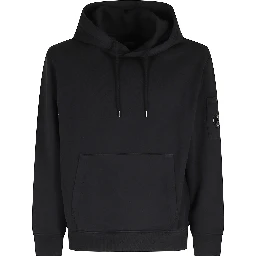COTTON DIAGONAL FLEECE HOODED LENS SWEATSHIRT