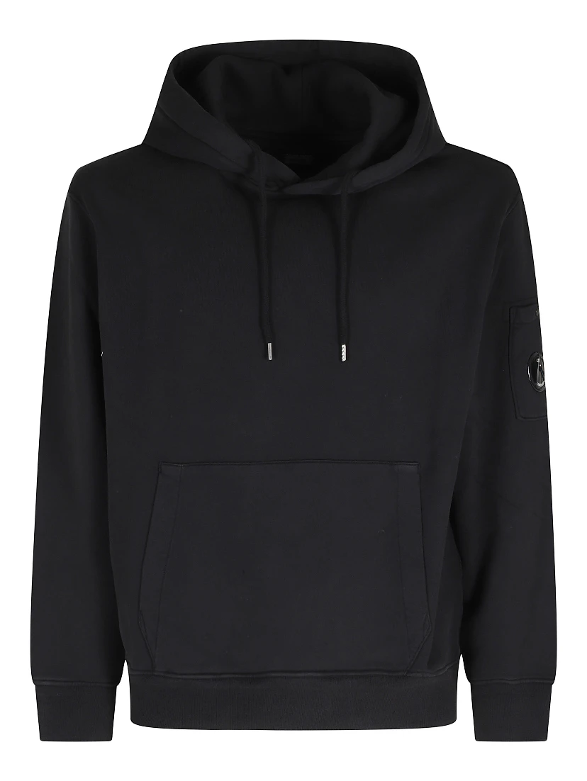COTTON DIAGONAL FLEECE HOODED LENS SWEATSHIRT