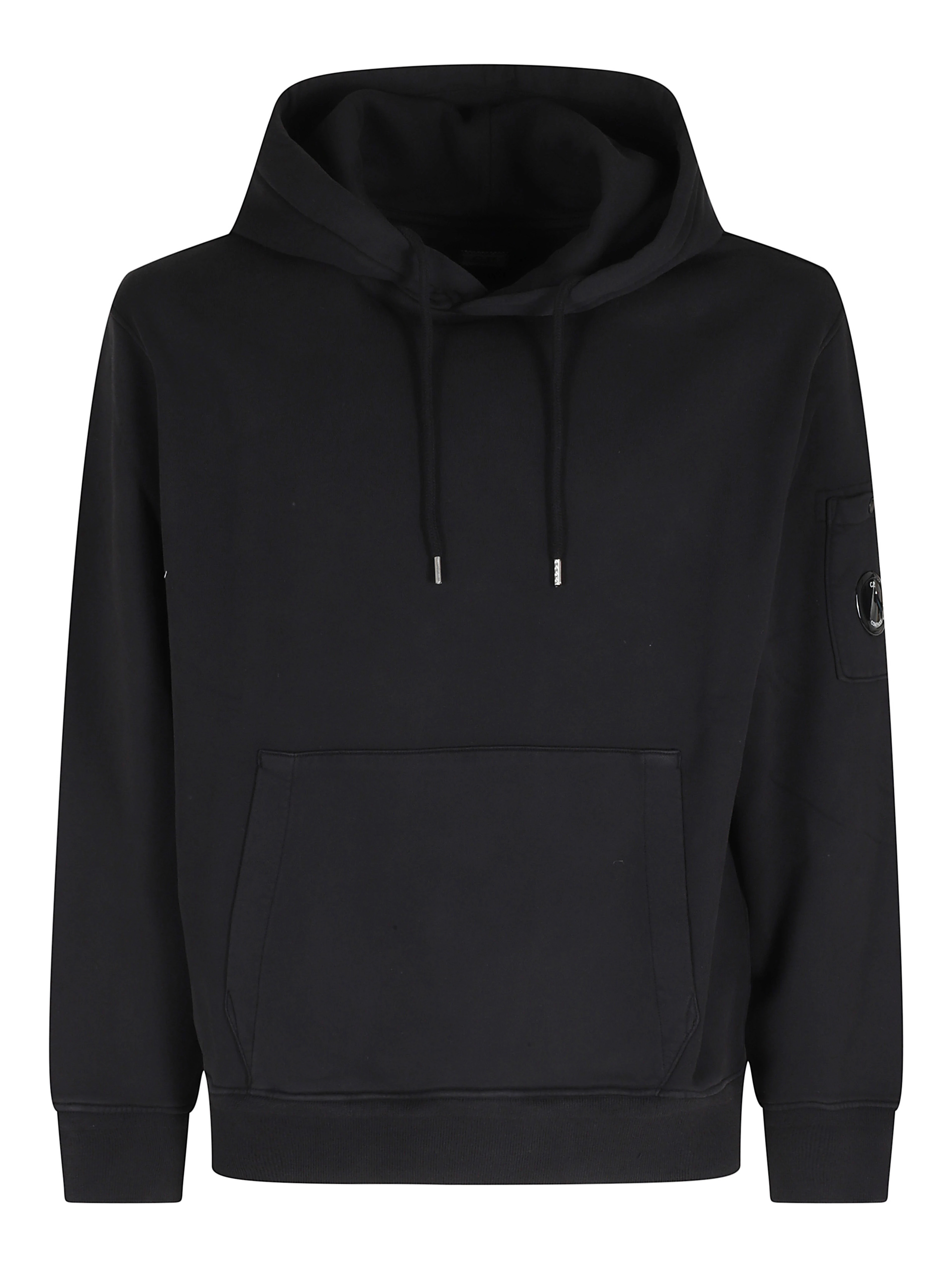 COTTON DIAGONAL FLEECE HOODED LENS SWEATSHIRT