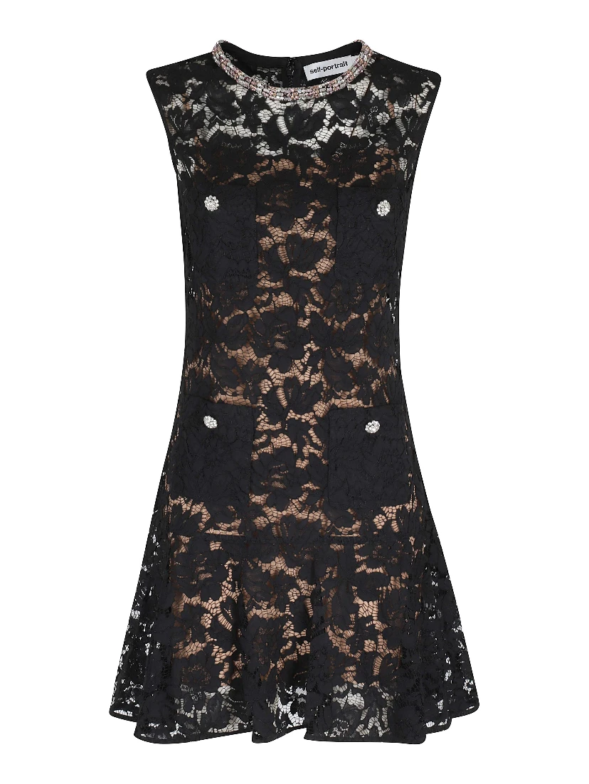 LACE CRYSTAL MINI DRESS