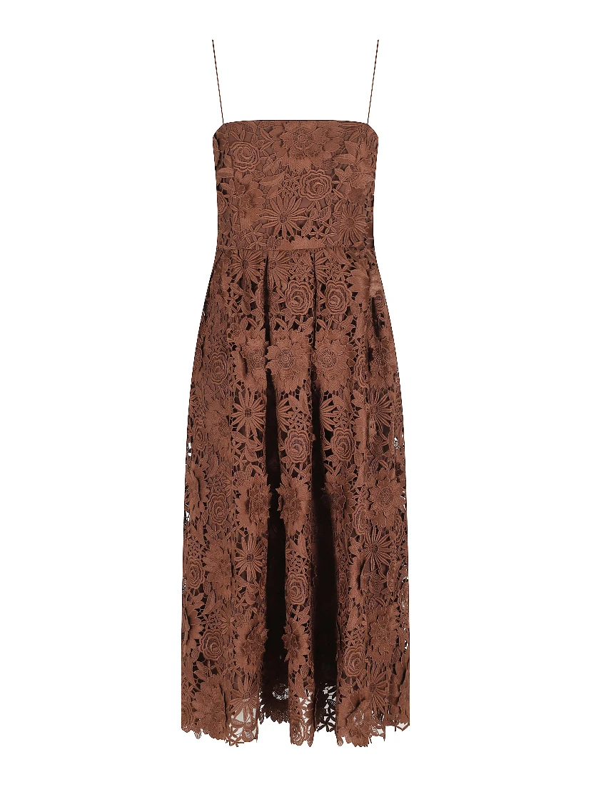 LACE FLARED MIDI DRESS