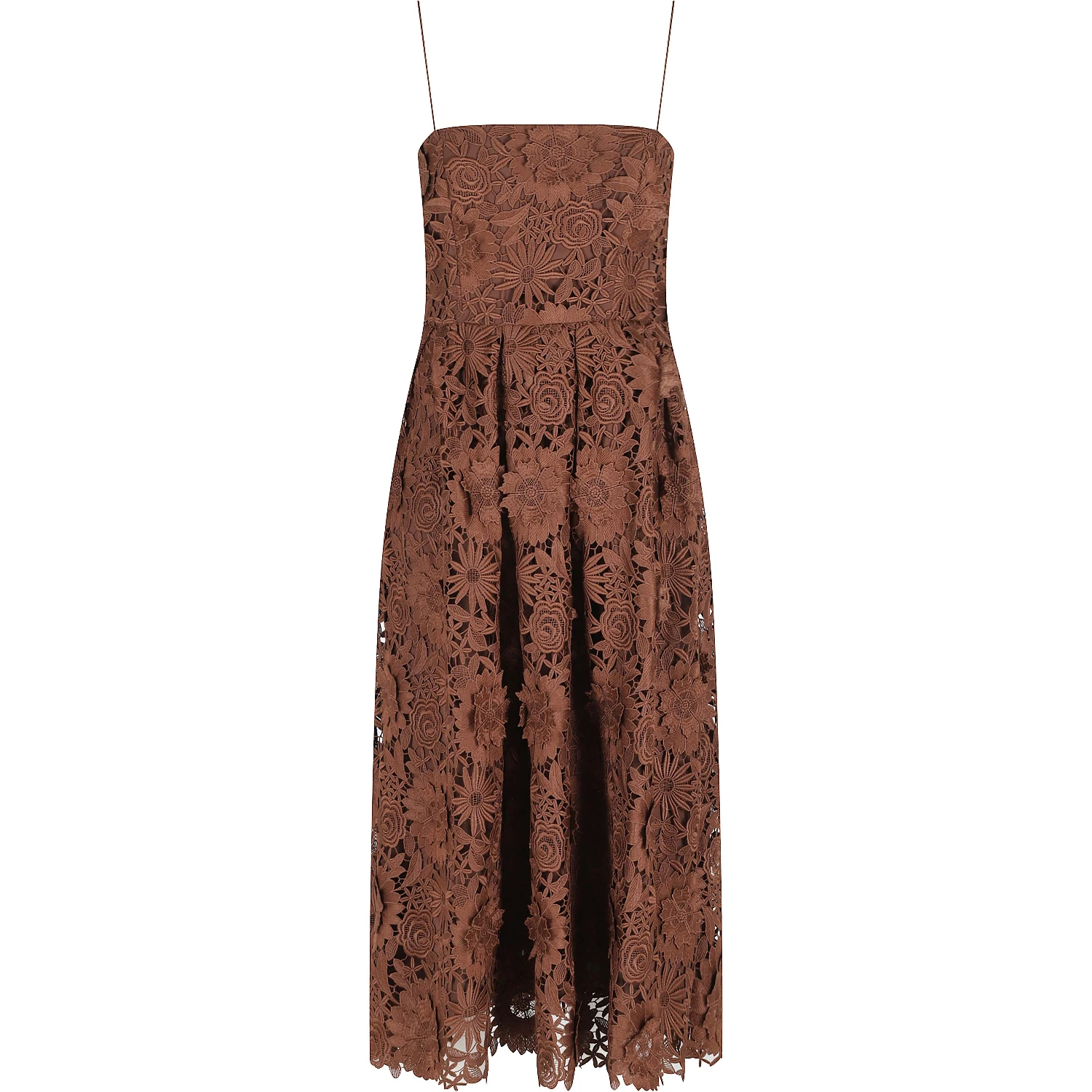 LACE FLARED MIDI DRESS