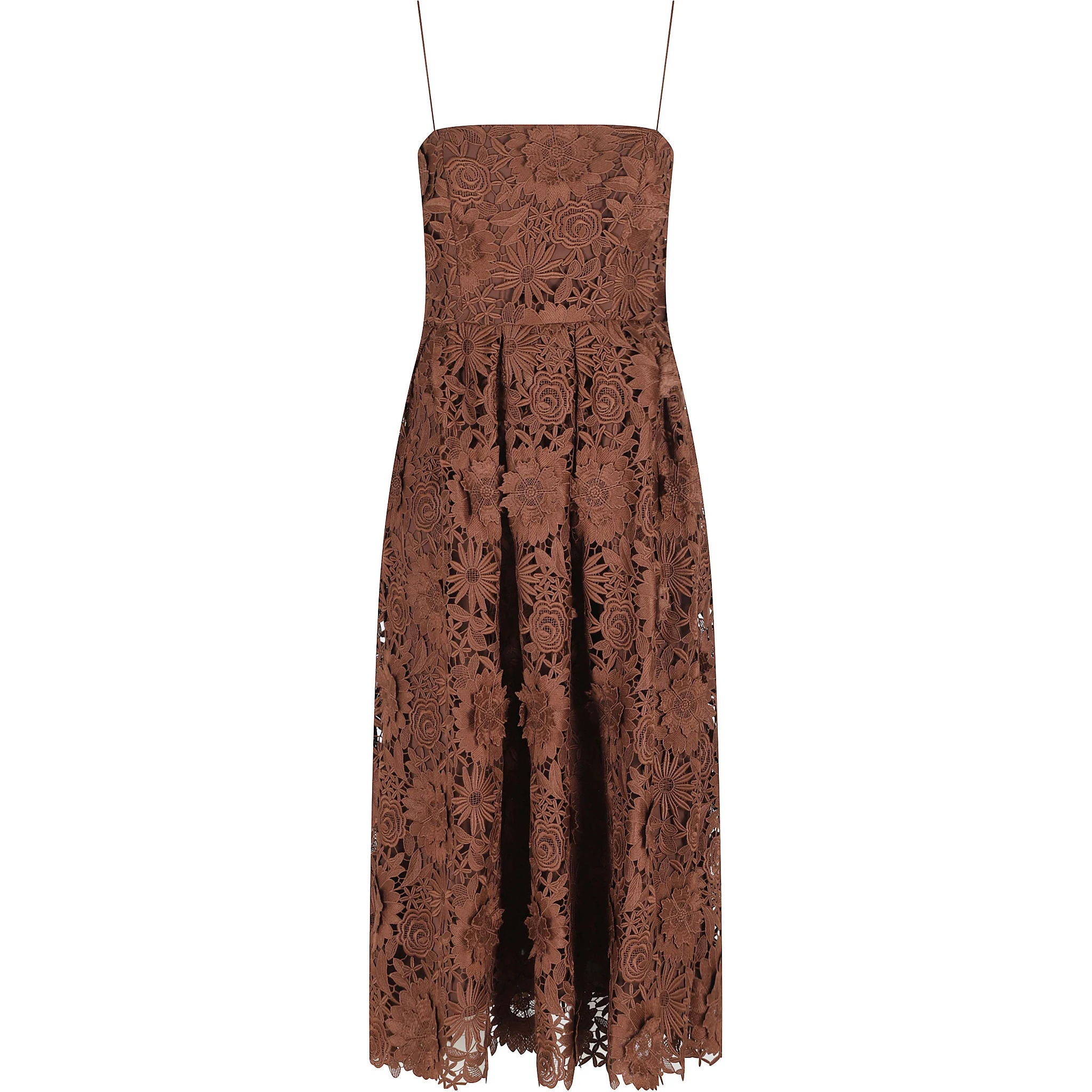 LACE FLARED MIDI DRESS