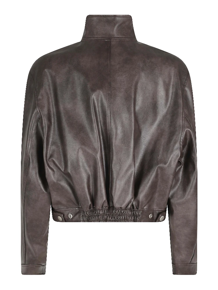 STAND COLLAR LEATHER JUMPER alternative